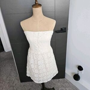 Abercrombie Strapless White Lace Mini Dress Bridal Shower Summer Party Dress